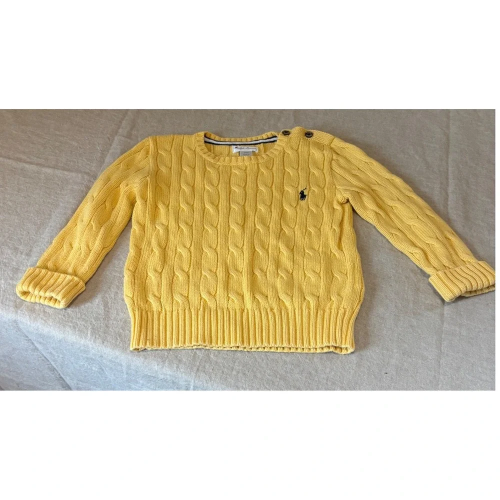 Ralph Lauren Kids Yellow Cable Knit Cotton Sweater 24M